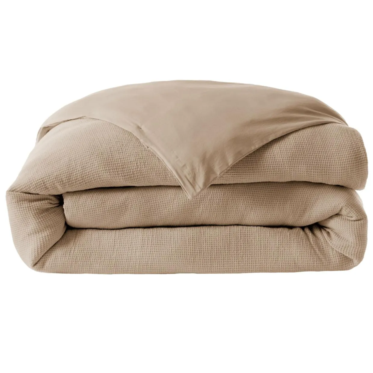 Housse de couette coton nid d'abeille (140 x 200 cm) Eva Ficelle