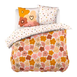 Housse de couette et deux taies enfant coton (240 x 220 cm) Barbotine Multicolore