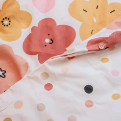 Housse de couette et deux taies enfant coton (200 x 200 cm) Barbotine Multicolore