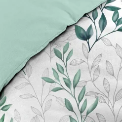Housse de couette et deux taies d'oreiller percale de coton (240 x 220 cm) Wendy Verte
