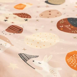 Housse de couette et deux taies enfant coton (200 x 200 cm) Sky Dream Rose