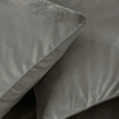 Housse de couette et deux taies d'oreiller velours (240 x 220 cm) Velina Gris anthracite