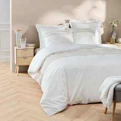 Housse de couette et deux taies coton (240 x 220 cm) Opéra Blanche