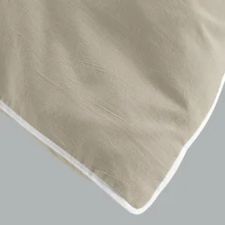 Housse de couette et deux taies coton lavé (260 x 240 cm) Linette Beige