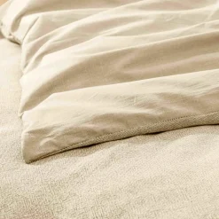Housse de couette et deux taies d'oreiller coton (260 x 240 cm) Meline Beige sable
