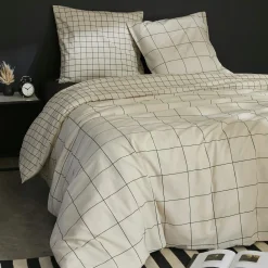 Housse de couette et deux taies coton (240 x 220 cm) Carrie Beige