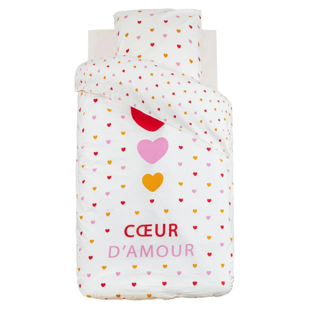 Housse de couette et une taie enfant coton (140 x 200 cm) Amour Multicolore