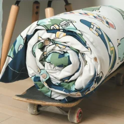 Housse de couette et une taie enfant coton (140 x 200 cm) California Bleu