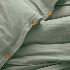 Housse de couette gaze de coton (260 x 240 cm) Gaïa Vert eucalyptus
