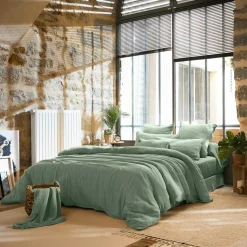 Housse de couette gaze de coton (260 x 240 cm) Gaïa Vert eucalyptus