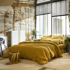 Housse de couette gaze de coton (240 x 220 cm) Gaïa Jaune safran