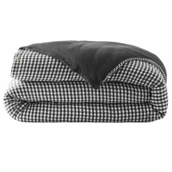Housse de couette gaze de coton (280 x 240 cm) Gaïa vichy Noir
