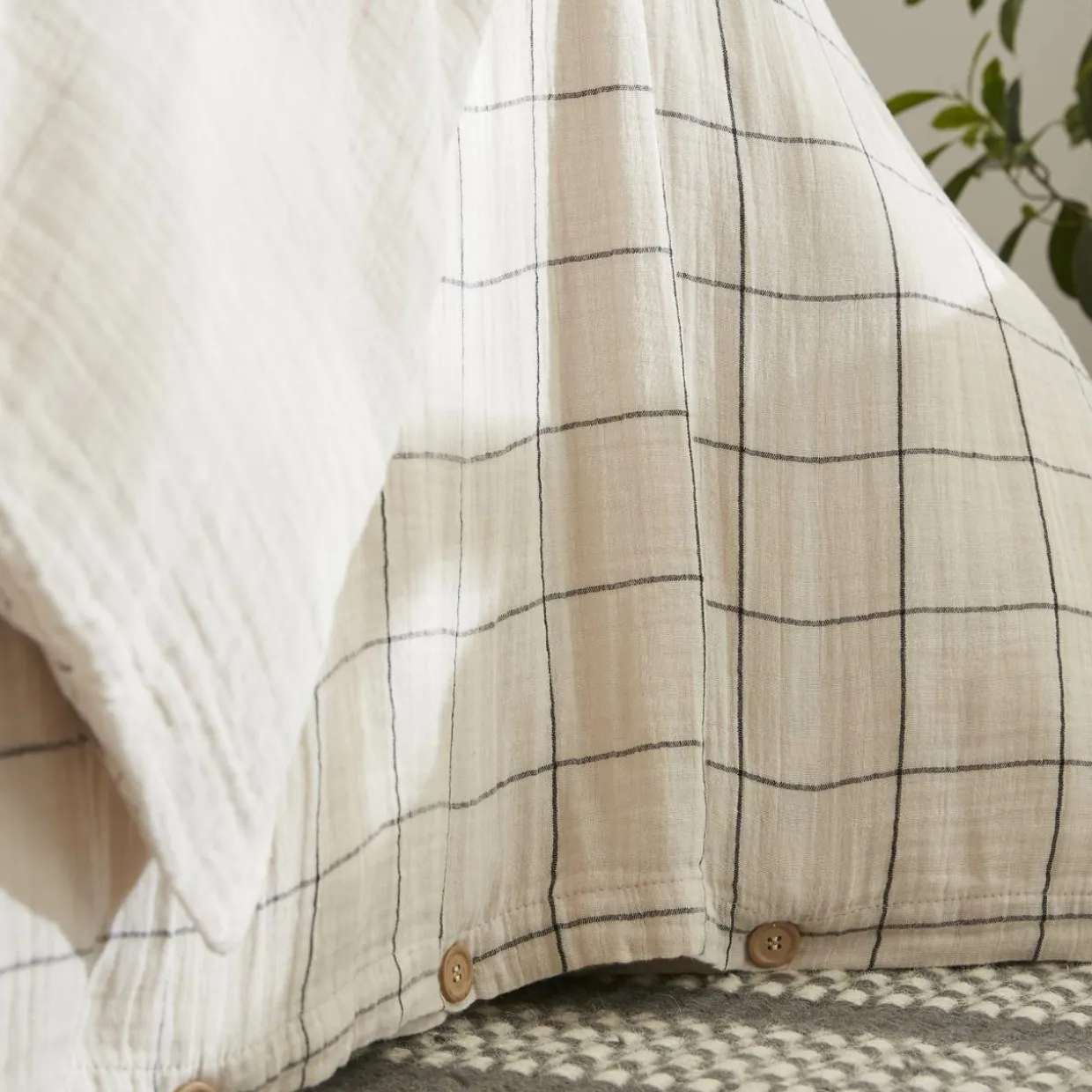 Housse de couette gaze de coton (140 x 200 cm) Gaïa Match Beige pampa
