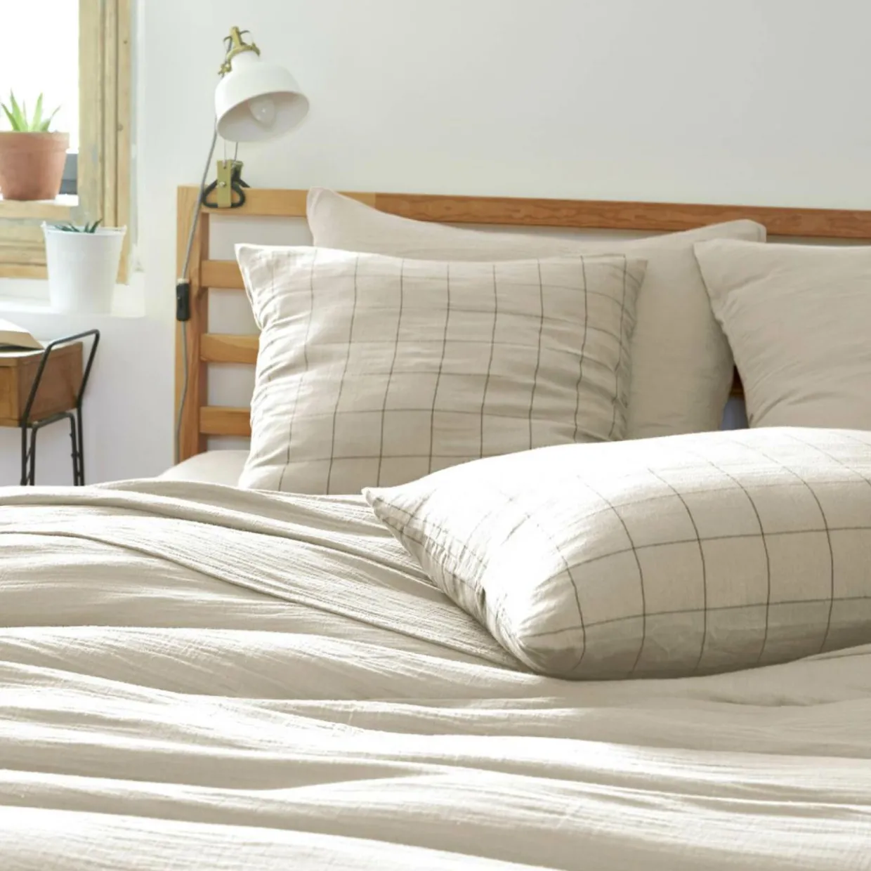 Housse de couette gaze de coton (140 x 200 cm) Gaïa Match Beige pampa