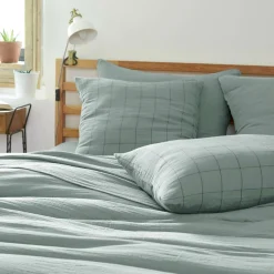 Housse de couette gaze de coton (240 x 220 cm) Gaïa Match Vert eucalyptus