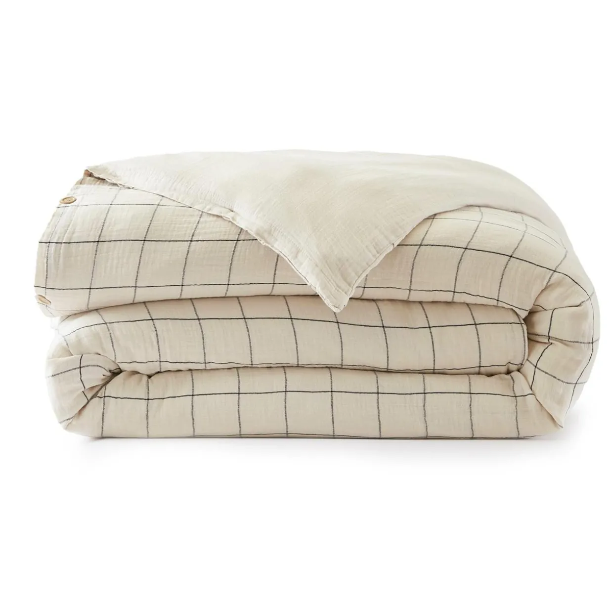 Housse de couette gaze de coton (200 x 200 cm) Gaïa Match Beige pampa