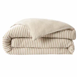 Housse de couette gaze de coton (280 x 240 cm) Gaïa rayures Ficelle