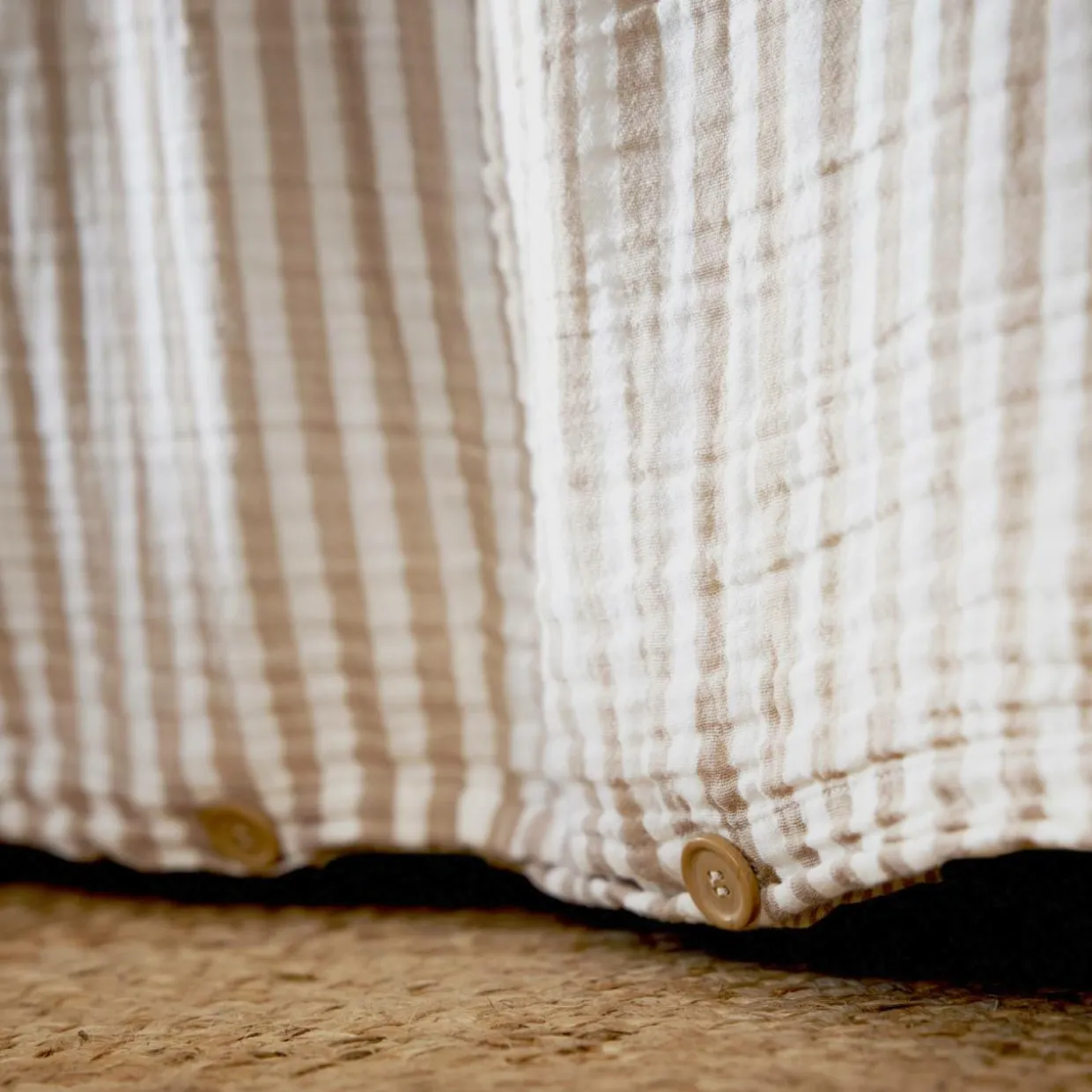 Housse de couette gaze de coton (280 x 240 cm) Gaïa rayures Ficelle