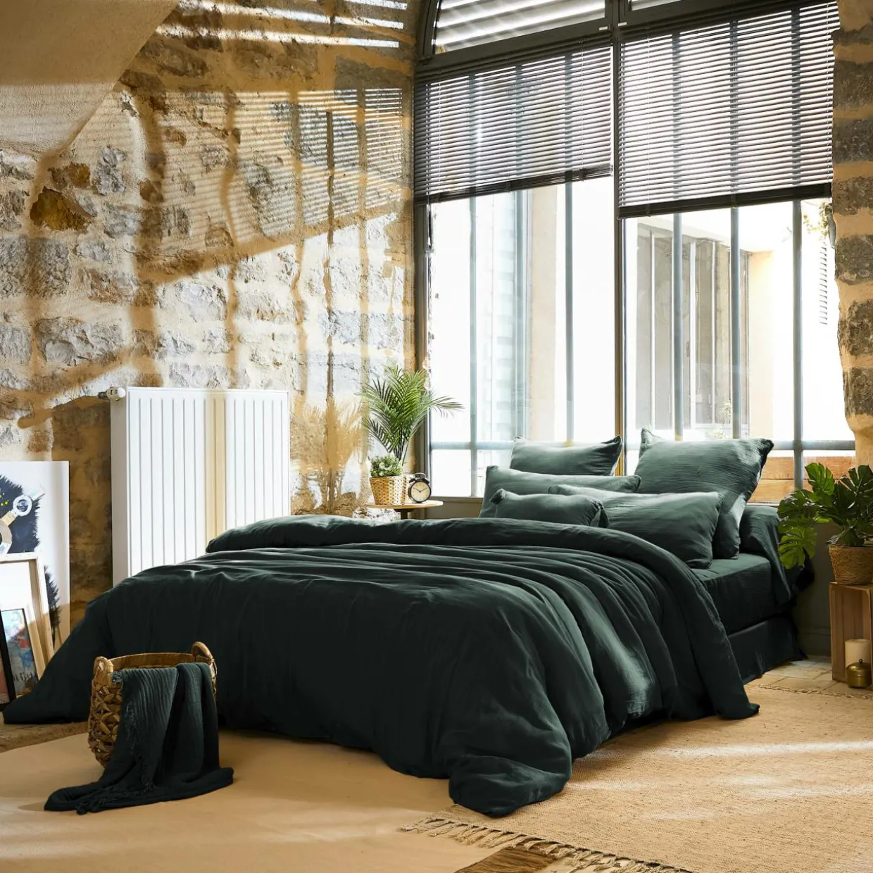 Housse de couette gaze de coton (200 x 200 cm) Gaïa Vert sapin