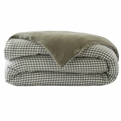 Housse de couette gaze de coton (260 x 240 cm) Gaïa vichy Vert romarin