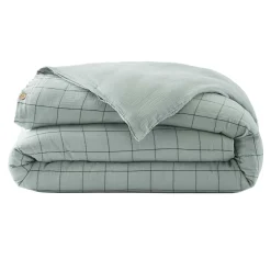 Housse de couette gaze de coton (260 x 240 cm) Gaïa Match Vert eucalyptus