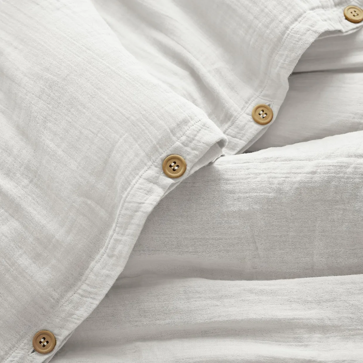 Housse de couette gaze de coton (240 x 220 cm) Gaïa Blanc chantilly