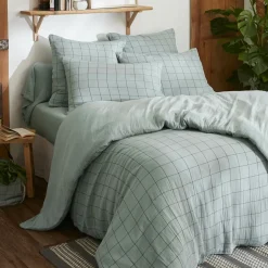 Housse de couette gaze de coton (140 x 200 cm) Gaïa Match Vert eucalyptus