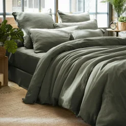 Housse de couette gaze de coton (260 x 240 cm) Gaïa Vert romarin