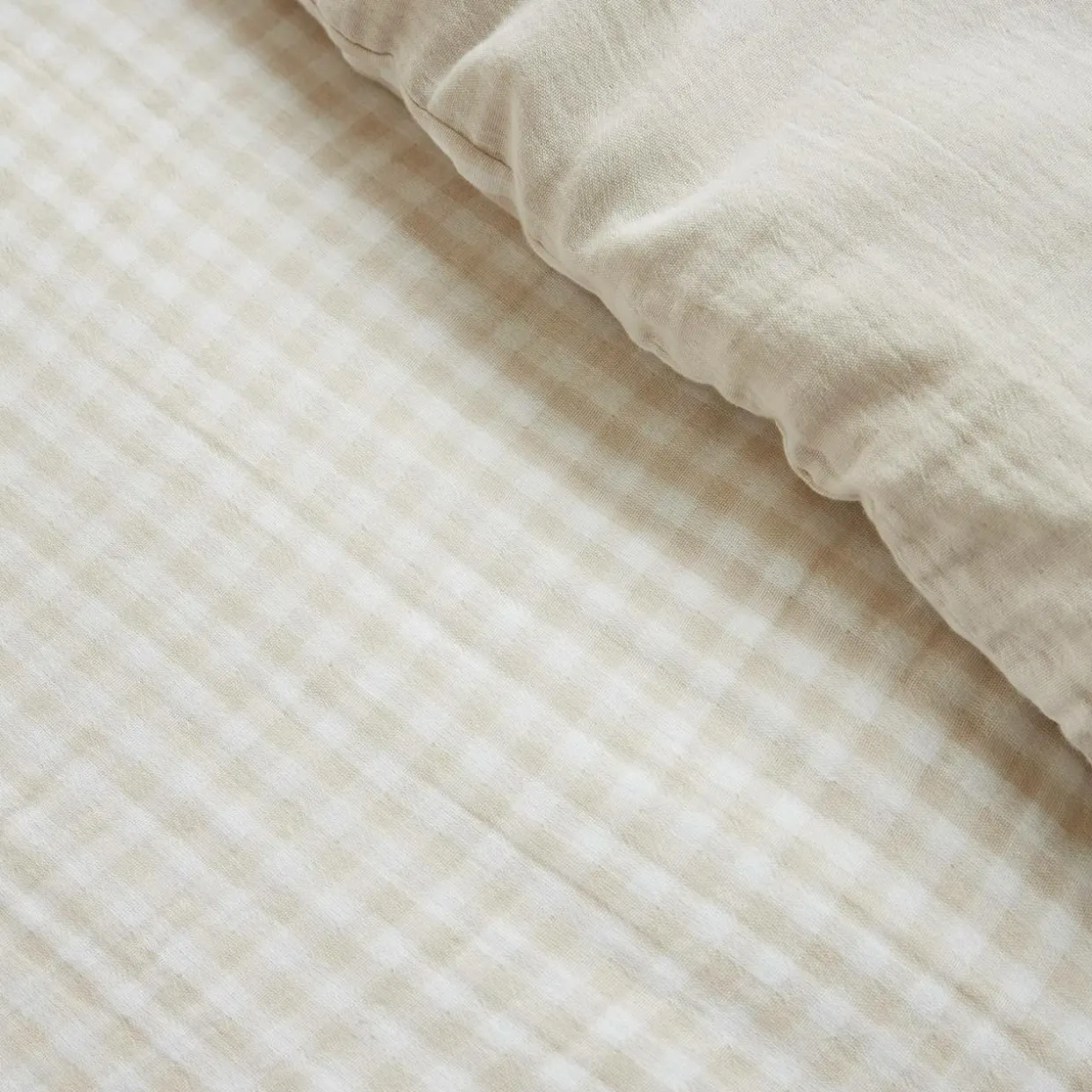Housse de couette gaze de coton (200 x 200 cm) Gaïa vichy Beige