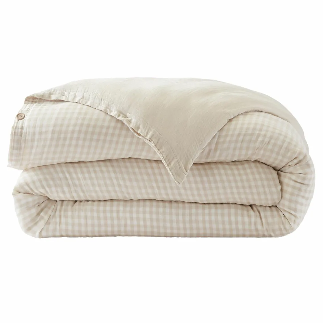 Housse de couette gaze de coton (280 x 240 cm) Gaïa vichy Beige