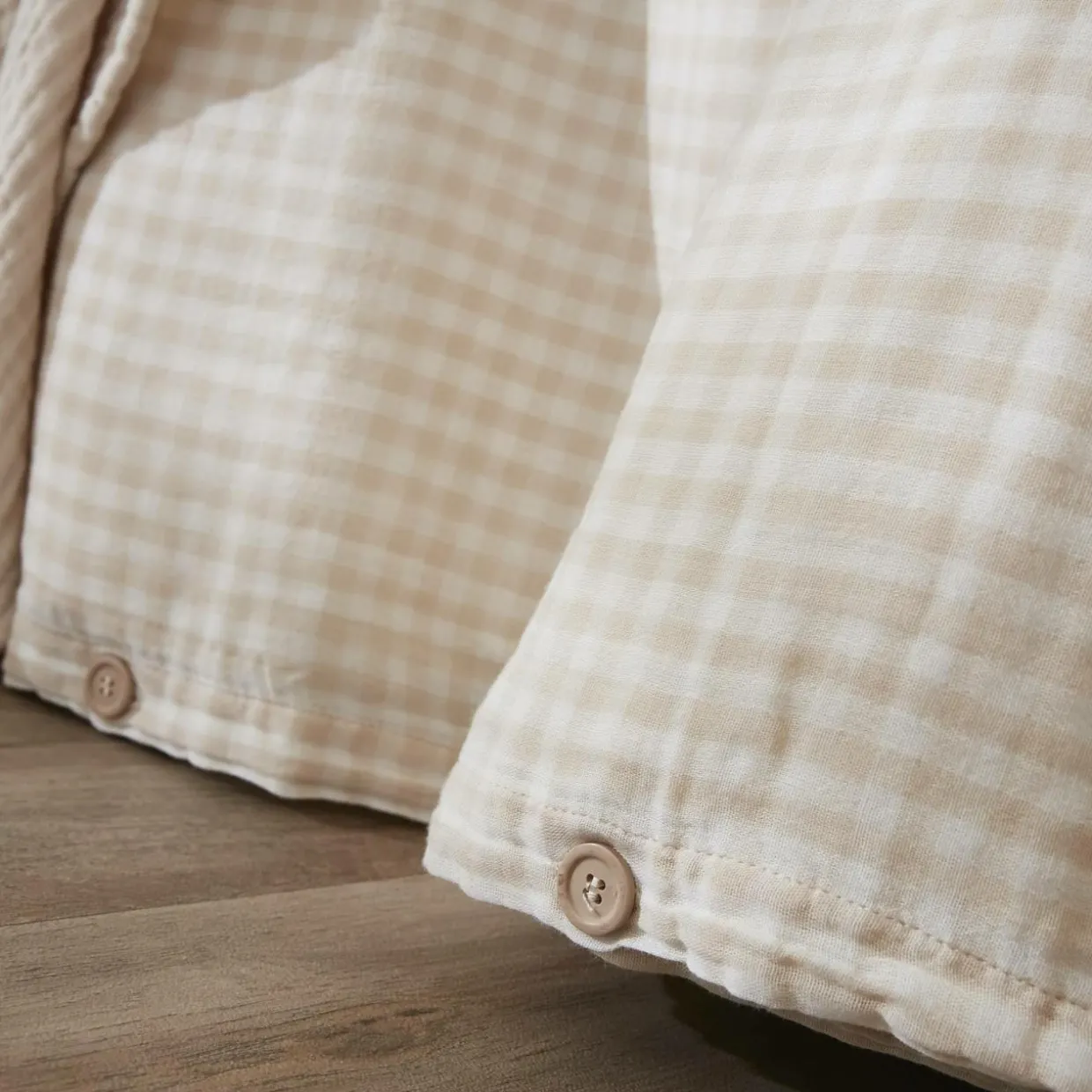 Housse de couette gaze de coton (280 x 240 cm) Gaïa vichy Beige