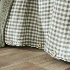 Housse de couette gaze de coton (140 x 200 cm) Gaïa vichy Vert romarin