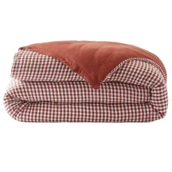 Housse de couette gaze de coton (240 x 220 cm) Gaïa vichy Terracotta