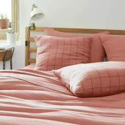 Housse de couette gaze de coton (260 x 240 cm) Gaïa Match Rose pêche