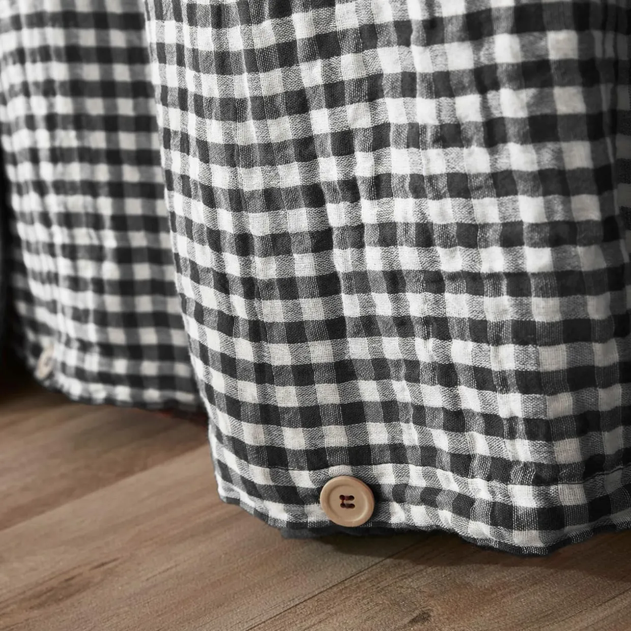 Housse de couette gaze de coton (140 x 200 cm) Gaïa vichy Noir