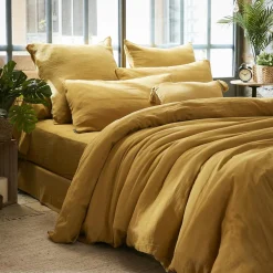 Housse de couette gaze de coton (280 x 240 cm) Gaïa Jaune safran