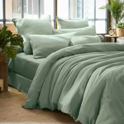Housse de couette gaze de coton (200 x 200 cm) Gaïa Vert eucalyptus