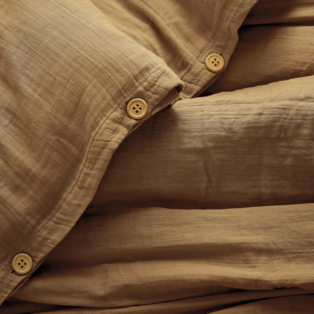 Housse de couette gaze de coton (200 x 200 cm) Gaïa Camel