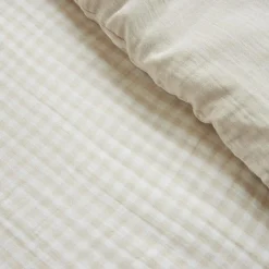 Housse de couette gaze de coton (140 x 200 cm) Gaïa vichy Beige