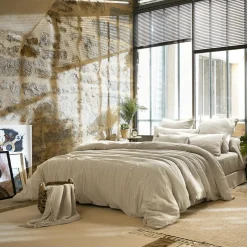 Housse de couette gaze de coton (260 x 240 cm) Gaïa Beige pampa