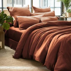 Housse de couette gaze de coton (280 x 240 cm) Gaïa Terracotta