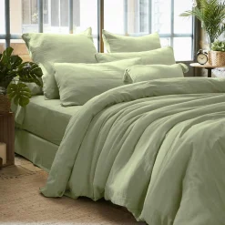 Housse de couette gaze de coton (240 x 220 cm) Gaïa Vert tilleul
