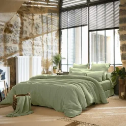Housse de couette gaze de coton (240 x 220 cm) Gaïa Vert tilleul