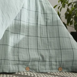Housse de couette gaze de coton (200 x 200 cm) Gaïa Match Vert eucalyptus