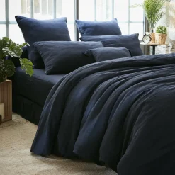 Housse de couette gaze de coton (260 x 240 cm) Gaïa Bleu nuit
