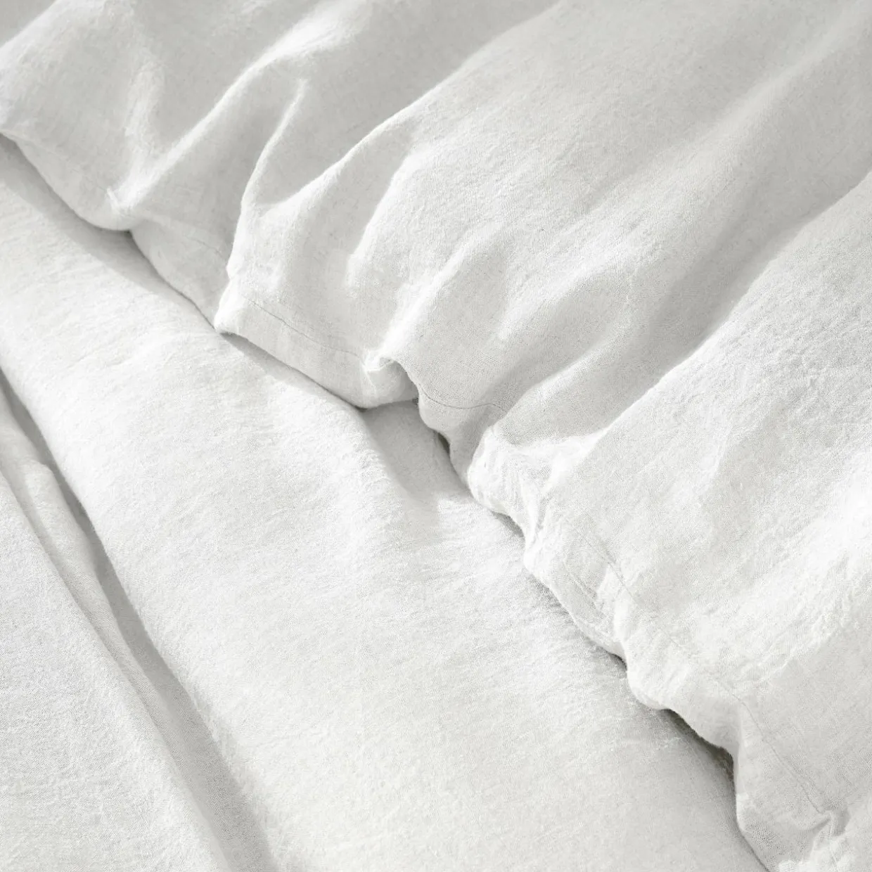 Housse de couette lin lavé (260 x 240 cm) Louise Blanche