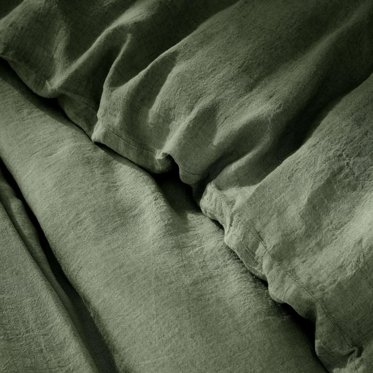 Housse de couette lin lavé (260 x 240 cm) Louise Vert romarin