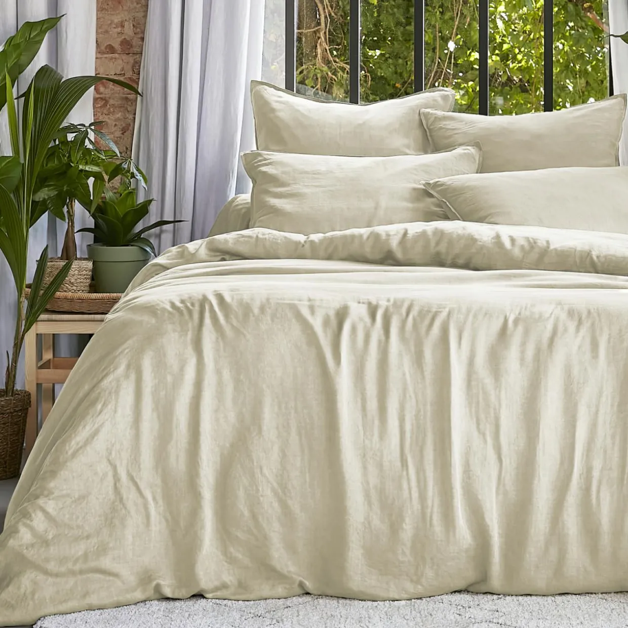 Housse de couette lyocell Tencel™ lavé (200 x 200 cm) Olivia Beige pampa