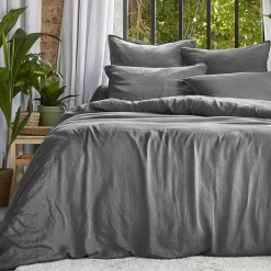 Housse de couette lyocell Tencel™ lavé (280 x 240 cm) Olivia Gris granit