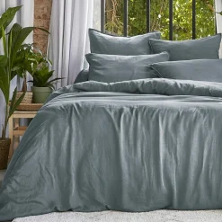 Housse de couette lyocell Tencel™ lavé (240 x 220 cm) Olivia Bleu stone